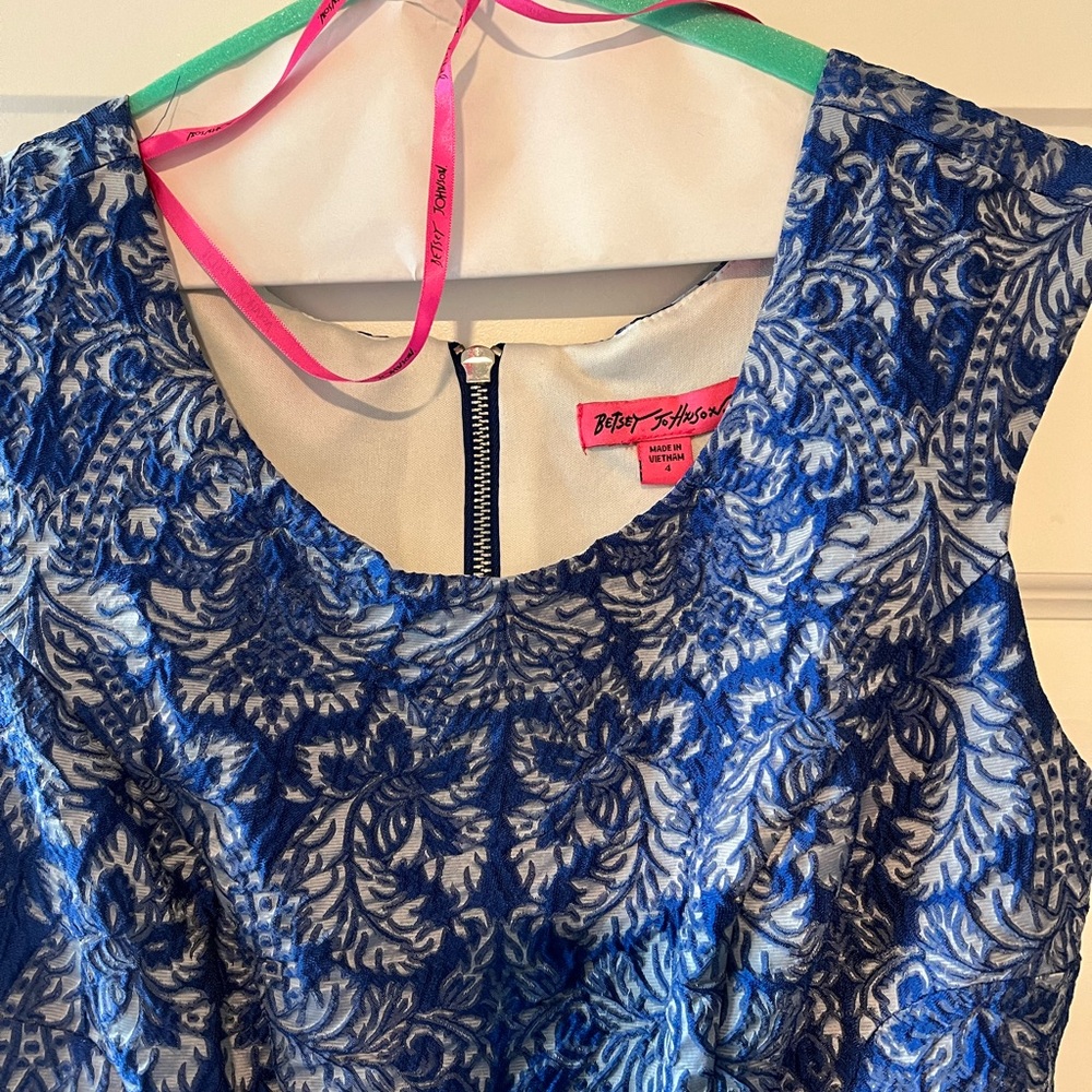 Betsey Johnson blue baroque jacquard cocktail dress - Picture 4 of 8